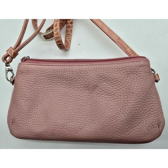 Vtg Brighton Crocodile Textured Pink Purse With Floral Detail & Printed Lining - Picture 5 of 5